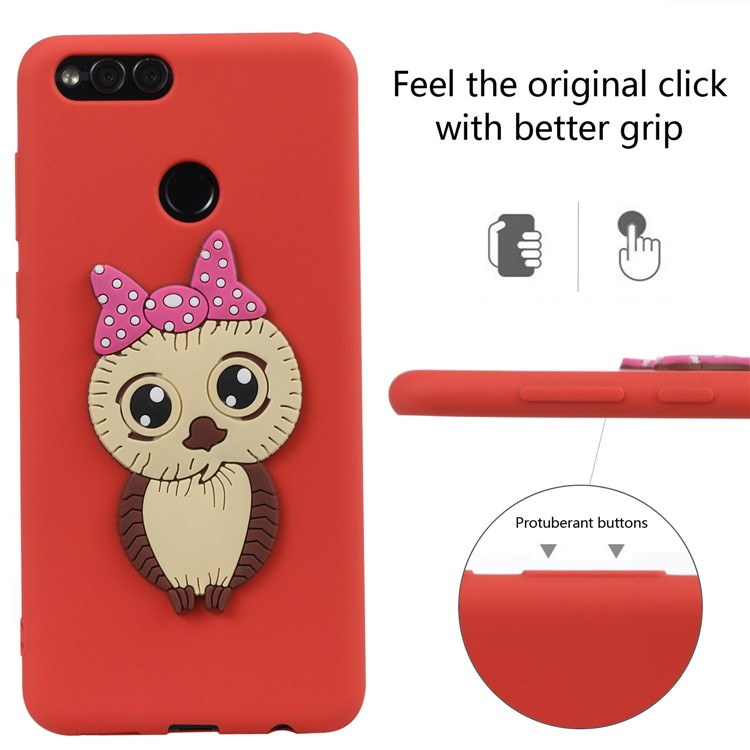 Cute 3D Female Owl Patterned TPU Mobile Shell for Huawei Honor 7X - Red-3
