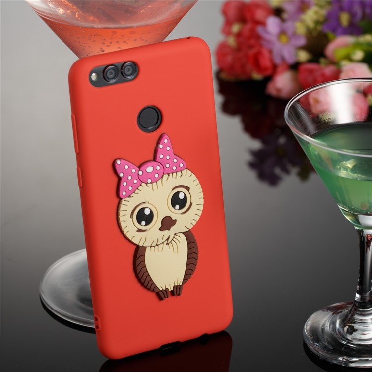 Cute 3D Female Owl Patterned TPU Mobile Shell for Huawei Honor 7X - Red-4