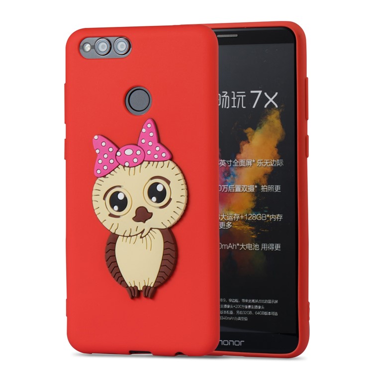 Cute 3D Female Owl Patterned TPU Mobile Shell for Huawei Honor 7X - Red-5
