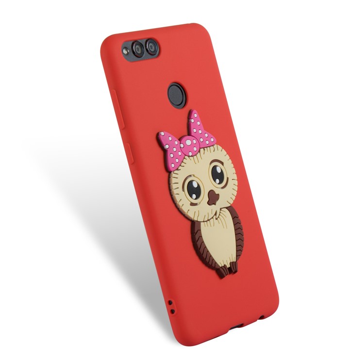 Cute 3D Female Owl Patterned TPU Mobile Shell for Huawei Honor 7X - Red-6