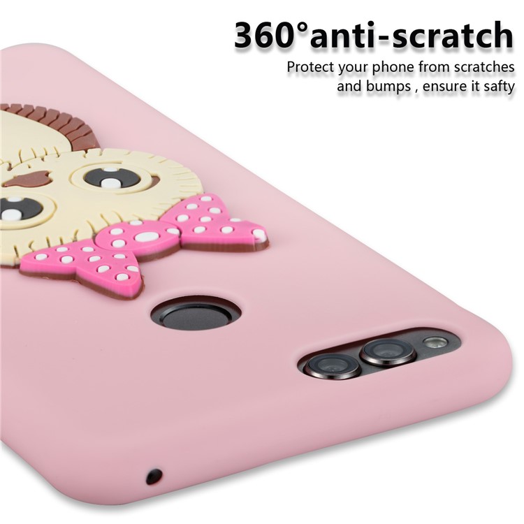 For Huawei Honor 7X Cute 3D Female Owl Patterned TPU Protection Case - Pink-2