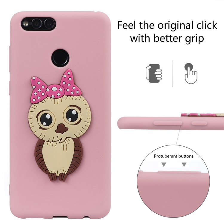 For Huawei Honor 7X Cute 3D Female Owl Patterned TPU Protection Case - Pink-3