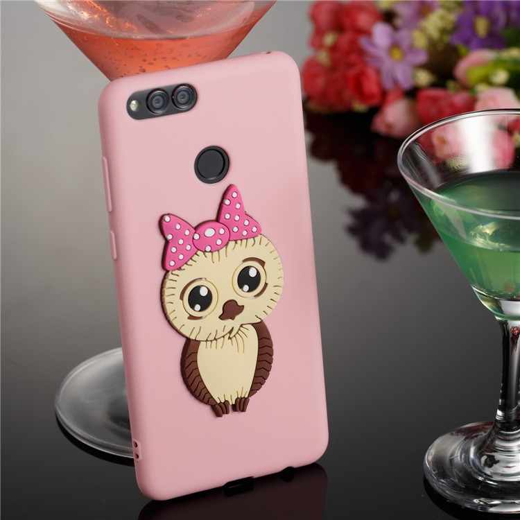 For Huawei Honor 7X Cute 3D Female Owl Patterned TPU Protection Case - Pink-4