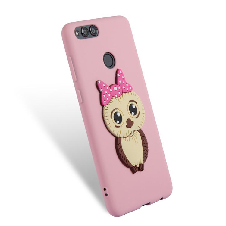 For Huawei Honor 7X Cute 3D Female Owl Patterned TPU Protection Case - Pink-6