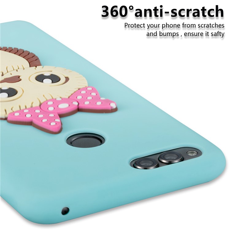 Cute 3D Female Owl Patterned TPU Back Cover Case for Huawei Honor 7X - Baby Blue-2