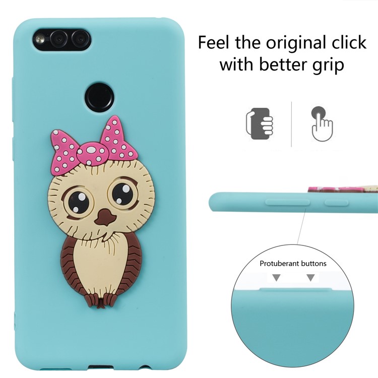 Cute 3D Female Owl Patterned TPU Back Cover Case for Huawei Honor 7X - Baby Blue-3