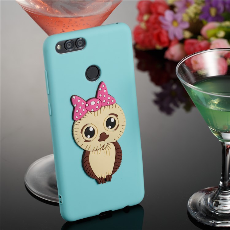 Cute 3D Female Owl Patterned TPU Back Cover Case for Huawei Honor 7X - Baby Blue-4