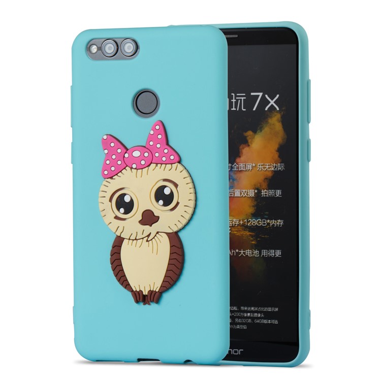 Cute 3D Female Owl Patterned TPU Back Cover Case for Huawei Honor 7X - Baby Blue-5