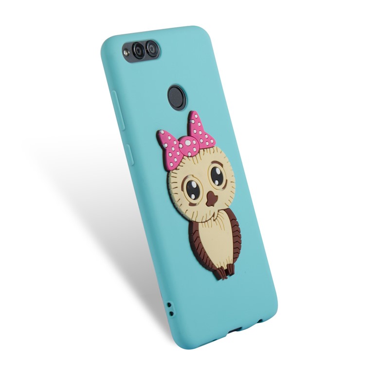Cute 3D Female Owl Patterned TPU Back Cover Case for Huawei Honor 7X - Baby Blue-6
