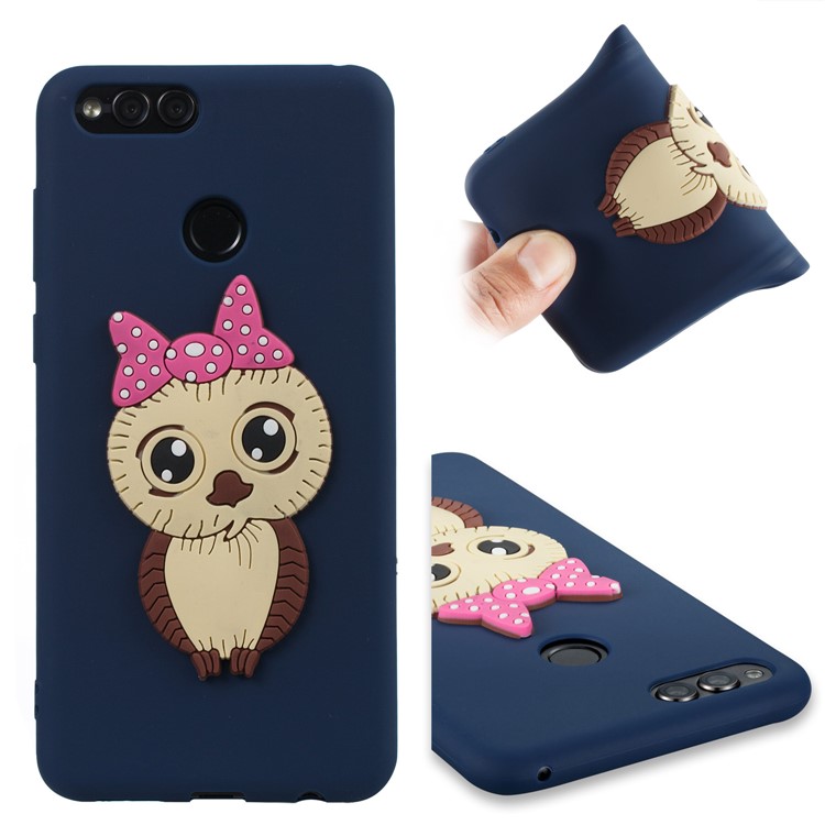 Cute 3D Female Owl Patterned TPU Phone Casing for Huawei Honor 7X - Dark Blue-1
