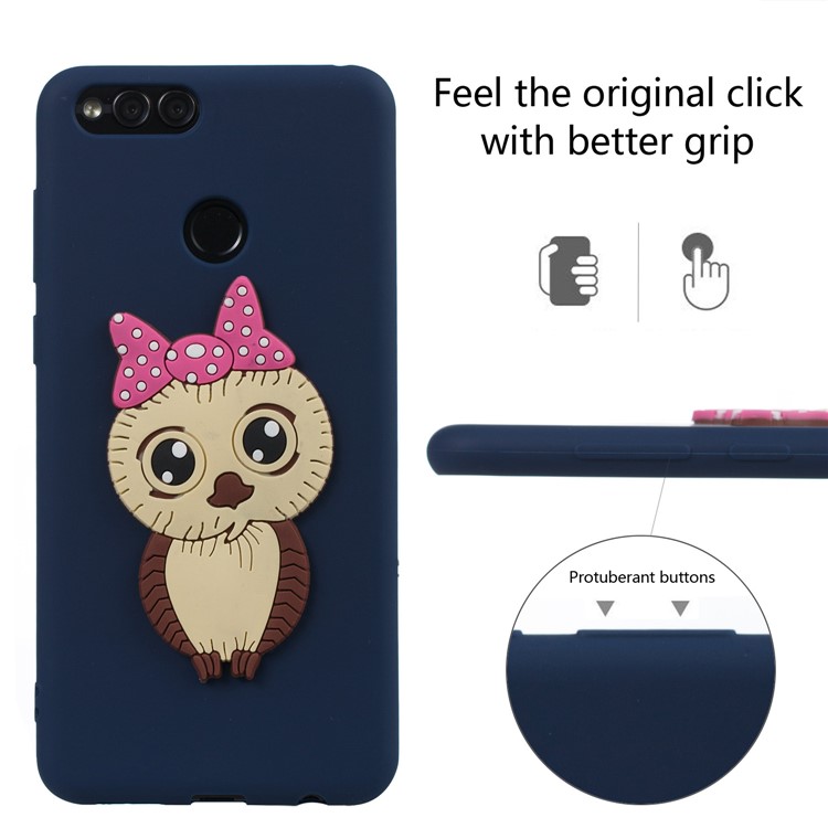 Cute 3D Female Owl Patterned TPU Phone Casing for Huawei Honor 7X - Dark Blue-3