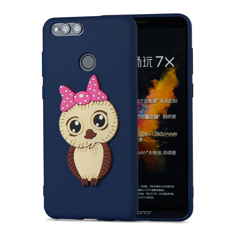 Cute 3D Female Owl Patterned TPU Phone Casing for Huawei Honor 7X - Dark Blue-5