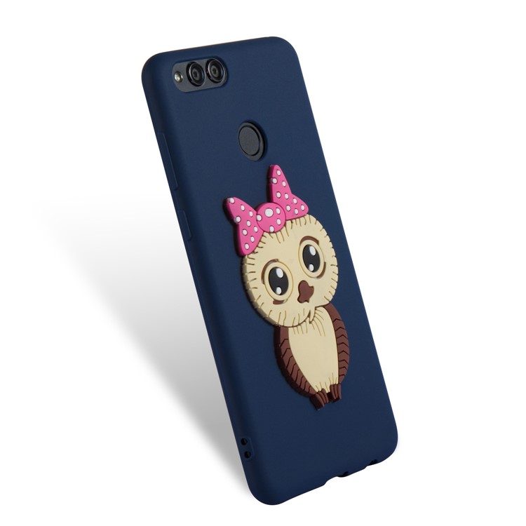 Cute 3D Female Owl Patterned TPU Phone Casing for Huawei Honor 7X - Dark Blue-6