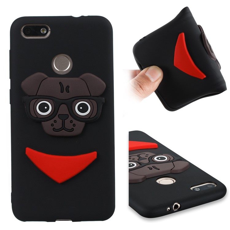 Lovely 3D Dog Pattern TPU Case for Huawei P9 lite mini/Y6 Pro (2017)/Enjoy 7 - Black-1