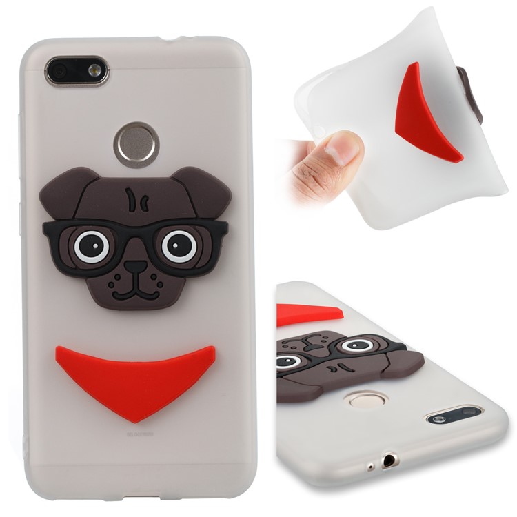 Lovely 3D Dog Pattern TPU Cover for Huawei P9 lite mini/Y6 Pro (2017)/Enjoy 7 - White-1
