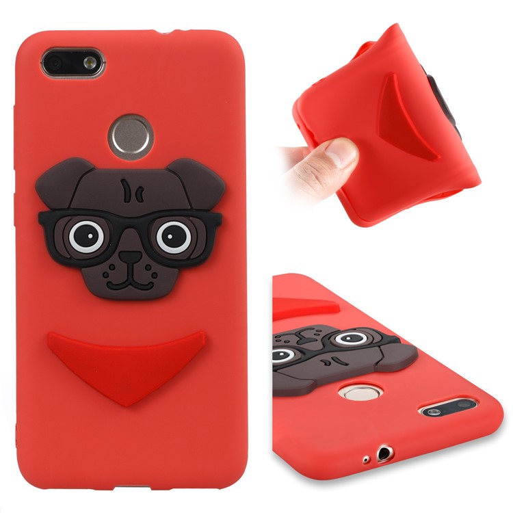Lovely 3D Dog Pattern TPU Shell for Huawei P9 lite mini/Y6 Pro (2017)/Enjoy 7 - Red-1