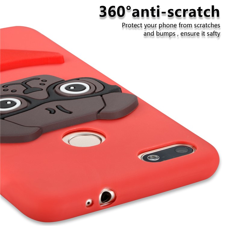 Lovely 3D Dog Pattern TPU Shell for Huawei P9 lite mini/Y6 Pro (2017)/Enjoy 7 - Red-2
