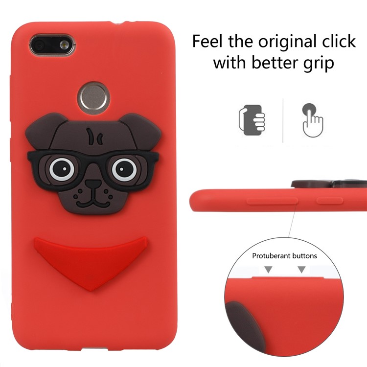 Lovely 3D Dog Pattern TPU Shell for Huawei P9 lite mini/Y6 Pro (2017)/Enjoy 7 - Red-3