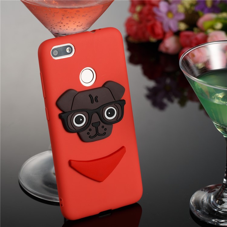 Lovely 3D Dog Pattern TPU Shell for Huawei P9 lite mini/Y6 Pro (2017)/Enjoy 7 - Red-4