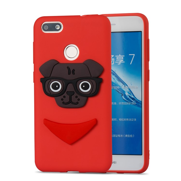Lovely 3D Dog Pattern TPU Shell for Huawei P9 lite mini/Y6 Pro (2017)/Enjoy 7 - Red-5