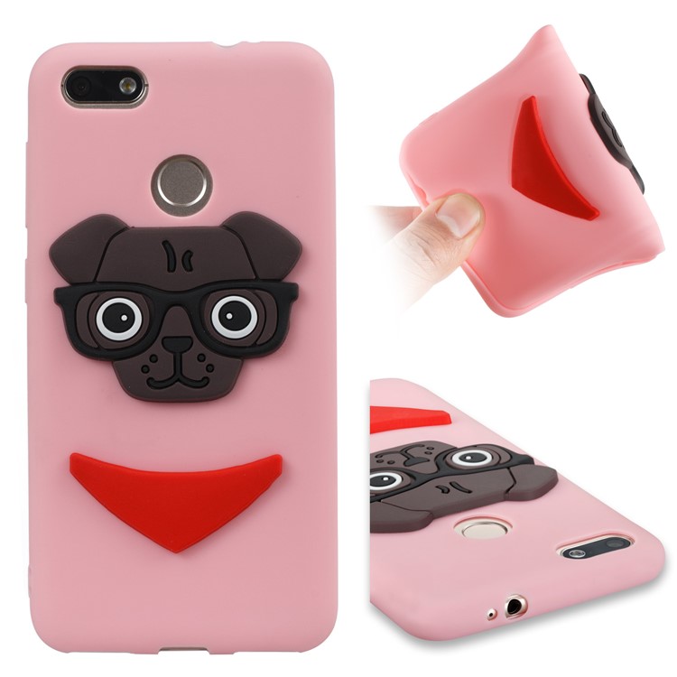 Lovely 3D Dog Pattern TPU Phone Case for Huawei P9 lite mini/Y6 Pro (2017)/Enjoy 7 - Pink-1