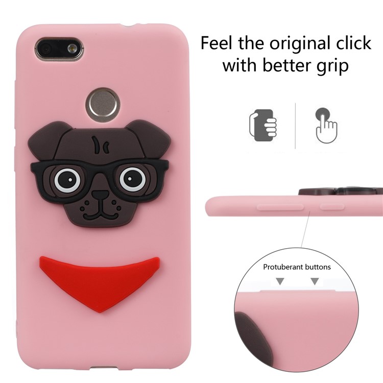 Lovely 3D Dog Pattern TPU Phone Case for Huawei P9 lite mini/Y6 Pro (2017)/Enjoy 7 - Pink-3