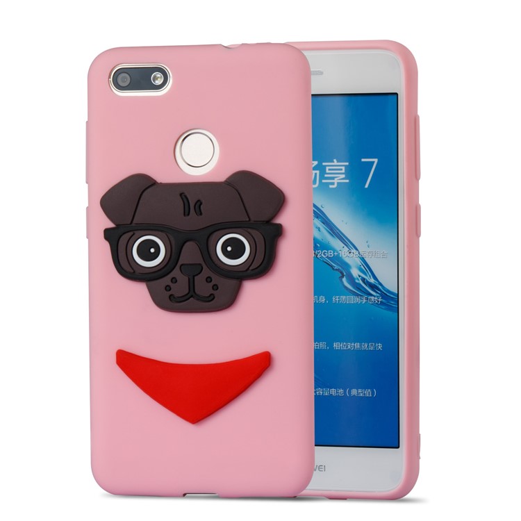 Lovely 3D Dog Pattern TPU Phone Case for Huawei P9 lite mini/Y6 Pro (2017)/Enjoy 7 - Pink-5