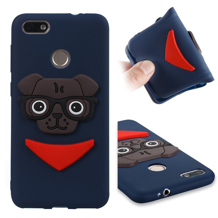 Lovely 3D Dog Pattern TPU Mobile Casing for Huawei P9 lite mini/Y6 Pro (2017)/Enjoy 7 - Dark Blue-1
