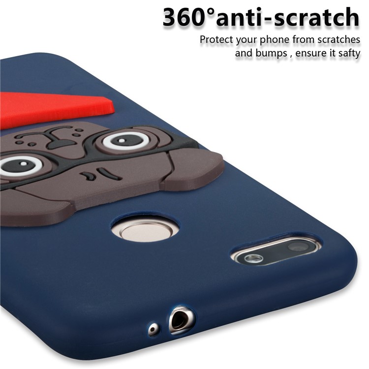 Lovely 3D Dog Pattern TPU Mobile Casing for Huawei P9 lite mini/Y6 Pro (2017)/Enjoy 7 - Dark Blue-2