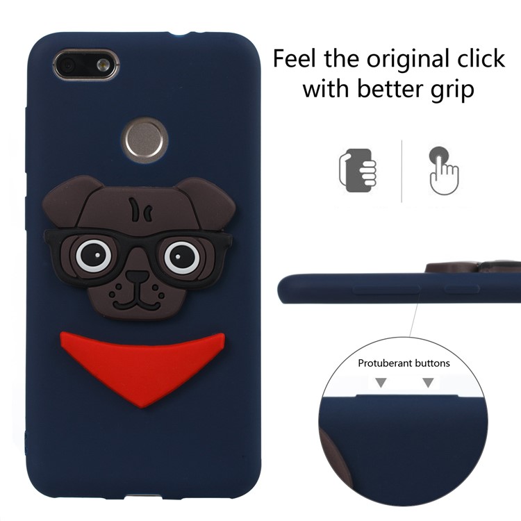 Lovely 3D Dog Pattern TPU Mobile Casing for Huawei P9 lite mini/Y6 Pro (2017)/Enjoy 7 - Dark Blue-3