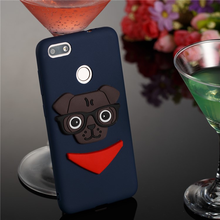 Lovely 3D Dog Pattern TPU Mobile Casing for Huawei P9 lite mini/Y6 Pro (2017)/Enjoy 7 - Dark Blue-4