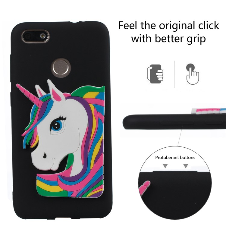 Lovely 3D Unicorn Pattern Soft TPU Case for Huawei Y6 Pro (2017) / Enjoy 7 / P9 lite mini - Black-3