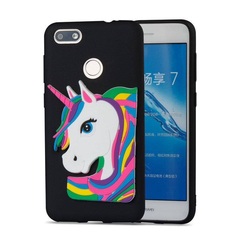 Lovely 3D Unicorn Pattern Soft TPU Case for Huawei Y6 Pro (2017) / Enjoy 7 / P9 lite mini - Black-5