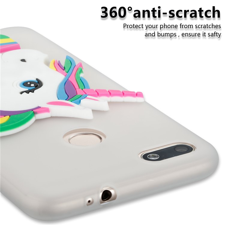 Lovely 3D Unicorn Pattern Soft TPU Cover for Huawei Y6 Pro (2017) / Enjoy 7 / P9 lite mini - White-2