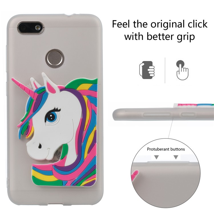 Lovely 3D Unicorn Pattern Soft TPU Cover for Huawei Y6 Pro (2017) / Enjoy 7 / P9 lite mini - White-3