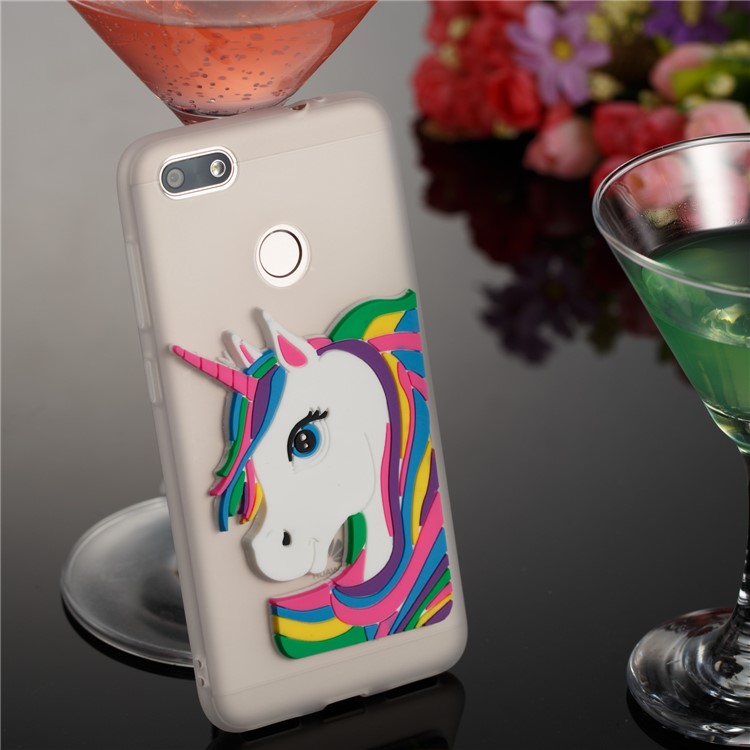 Lovely 3D Unicorn Pattern Soft TPU Cover for Huawei Y6 Pro (2017) / Enjoy 7 / P9 lite mini - White-4