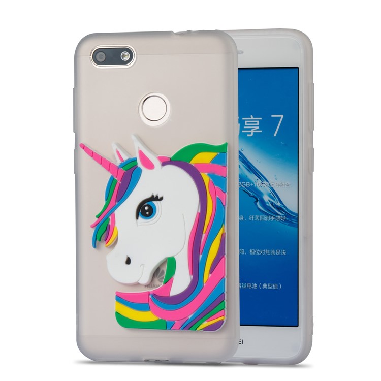 Lovely 3D Unicorn Pattern Soft TPU Cover for Huawei Y6 Pro (2017) / Enjoy 7 / P9 lite mini - White-5