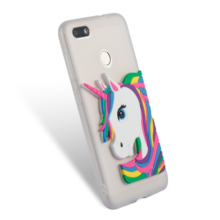 Lovely 3D Unicorn Pattern Soft TPU Cover for Huawei Y6 Pro (2017) / Enjoy 7 / P9 lite mini - White-6