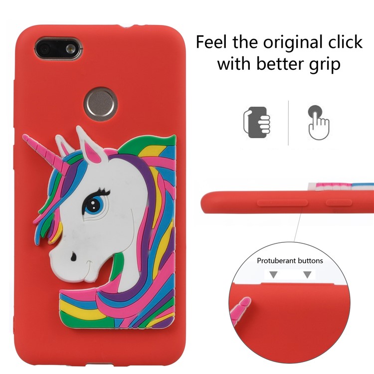 Lovely 3D Unicorn Pattern Soft TPU Shell for Huawei Y6 Pro (2017) / Enjoy 7 / P9 lite mini - Red-3