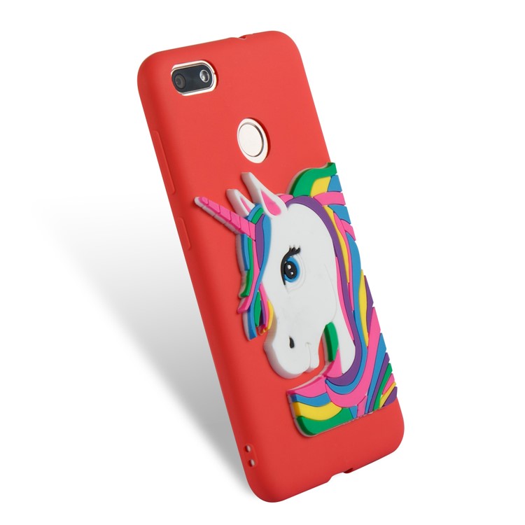 Lovely 3D Unicorn Pattern Soft TPU Shell for Huawei Y6 Pro (2017) / Enjoy 7 / P9 lite mini - Red-6