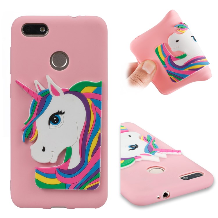 Lovely 3D Unicorn Pattern TPU Mobile Case for Huawei Y6 Pro (2017) / Enjoy 7 / P9 lite mini - Pink-1