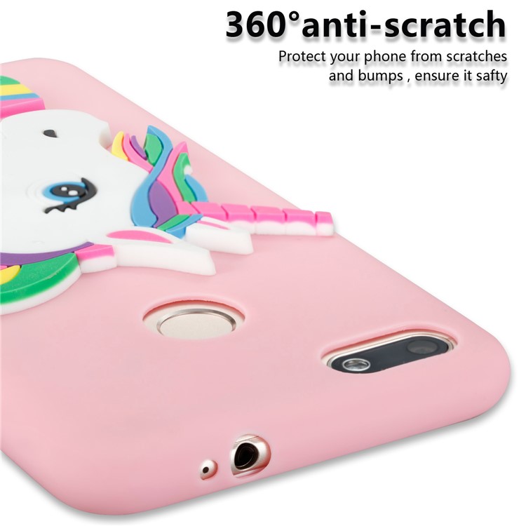 Lovely 3D Unicorn Pattern TPU Mobile Case for Huawei Y6 Pro (2017) / Enjoy 7 / P9 lite mini - Pink-2