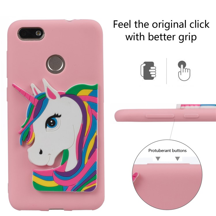 Lovely 3D Unicorn Pattern TPU Mobile Case for Huawei Y6 Pro (2017) / Enjoy 7 / P9 lite mini - Pink-3