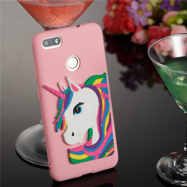 Lovely 3D Unicorn Pattern TPU Mobile Case for Huawei Y6 Pro (2017) / Enjoy 7 / P9 lite mini - Pink-4