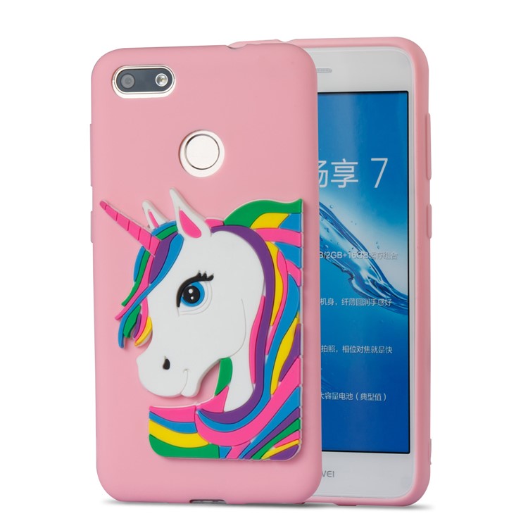 Lovely 3D Unicorn Pattern TPU Mobile Case for Huawei Y6 Pro (2017) / Enjoy 7 / P9 lite mini - Pink-5