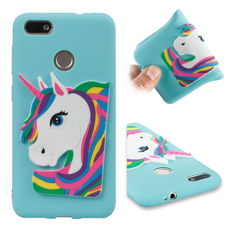 Lovely 3D Unicorn Pattern TPU Mobile Casing for Huawei Y6 Pro (2017) / Enjoy 7 / P9 lite mini - Baby Blue-1