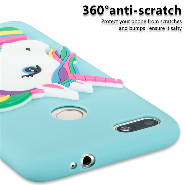 Lovely 3D Unicorn Pattern TPU Mobile Casing for Huawei Y6 Pro (2017) / Enjoy 7 / P9 lite mini - Baby Blue-2