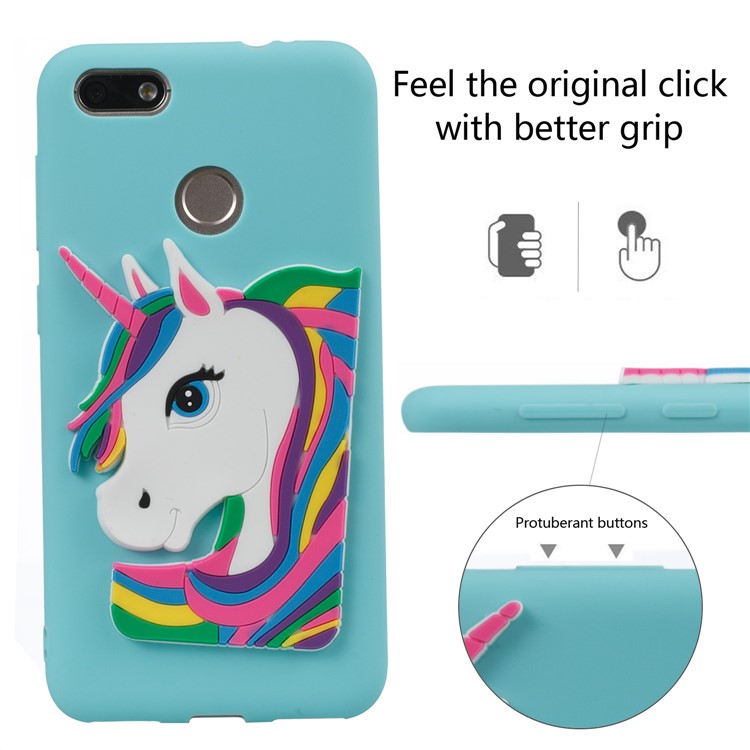 Lovely 3D Unicorn Pattern TPU Mobile Casing for Huawei Y6 Pro (2017) / Enjoy 7 / P9 lite mini - Baby Blue-3