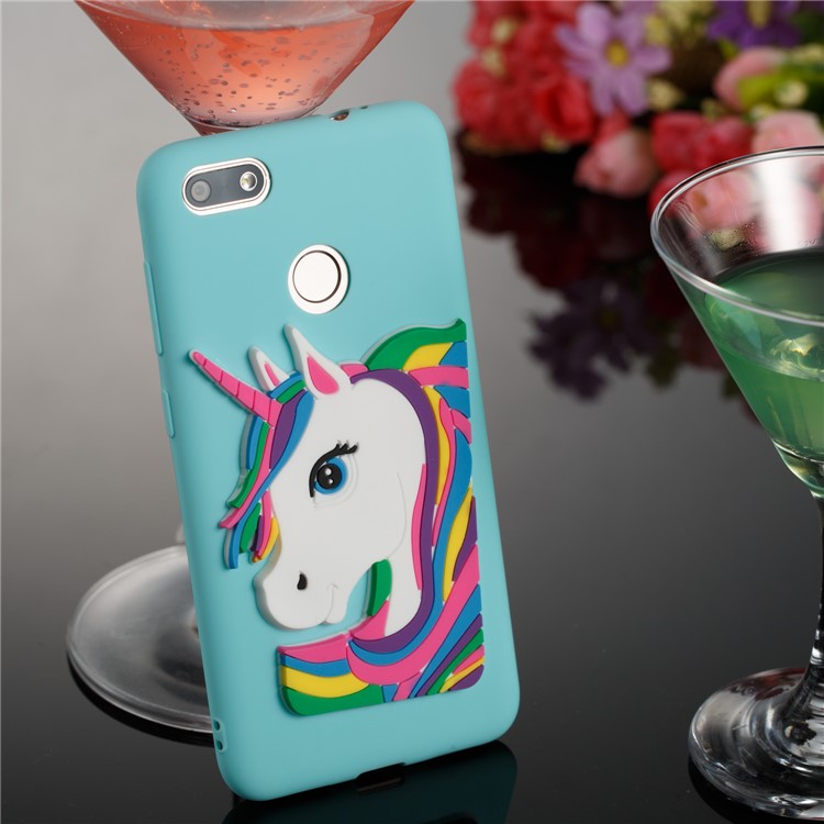 Lovely 3D Unicorn Pattern TPU Mobile Casing for Huawei Y6 Pro (2017) / Enjoy 7 / P9 lite mini - Baby Blue-4