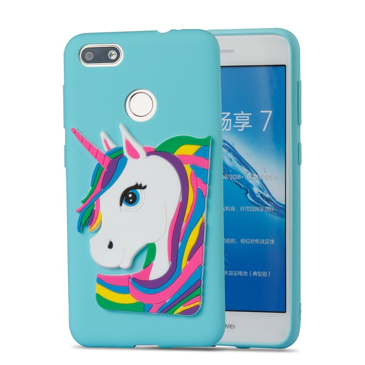 Lovely 3D Unicorn Pattern TPU Mobile Casing for Huawei Y6 Pro (2017) / Enjoy 7 / P9 lite mini - Baby Blue-5